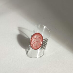 Bague ajustable striée rose nacré acier inoxydable