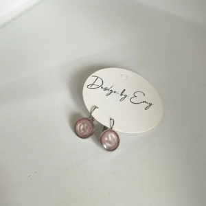 Dormeuse rose et noir craquelé 12 mm acier inoxydable